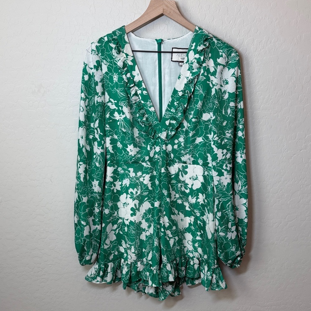 ALEXIS Cerca Romper Emerald Green Floral Ruffle Size Small - Picture 2 of 6